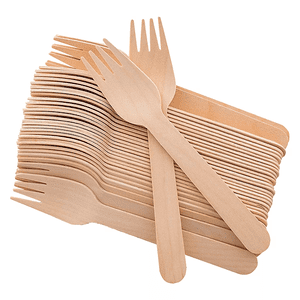 Genérica - Tenedor De Madera 16 Cm Desechables Ecológico Pack 100 Unidades