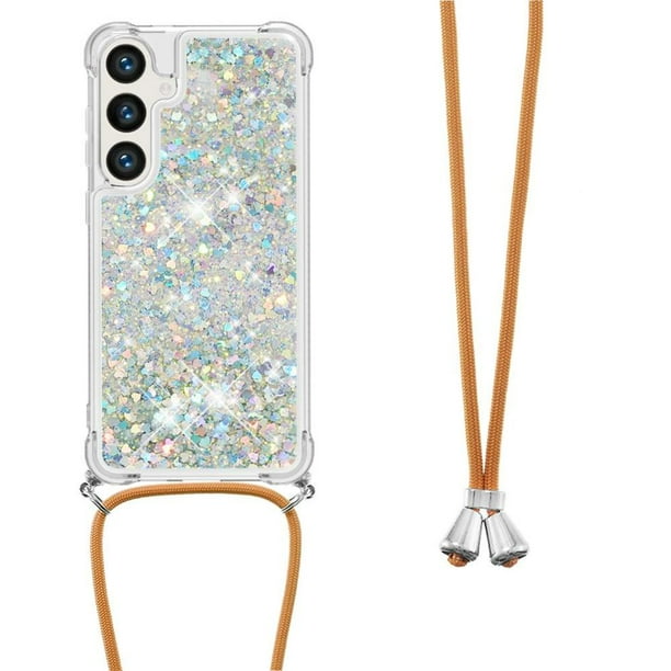 Funda FOXDOCK para Samsung Galaxy S24 con Cuerda Ajustable, Brillo Líquido, Protección Antigolpes y Lente – Ideal para Regalo