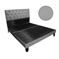 Mueblart - Base De Cama Con Respaldo A Piso King Gris Eco Cuero