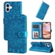 thumbnail image 2 of Funda tipo cartera FOXDOCK para iPhone 16 , diseño girasol en relieve, cuero PU, cierre magnético, soporte y tarjetero, 2 of 5