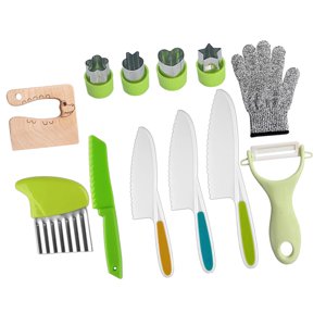 Magideal - Juego De Cuchillos Para Niños, Juguetes De Cocina Reales, Habilidad Práctica Montessori, Juguetes De Cocina, Accesorios Para Cumpleaños, Niñas, Niños, 12 Piezas