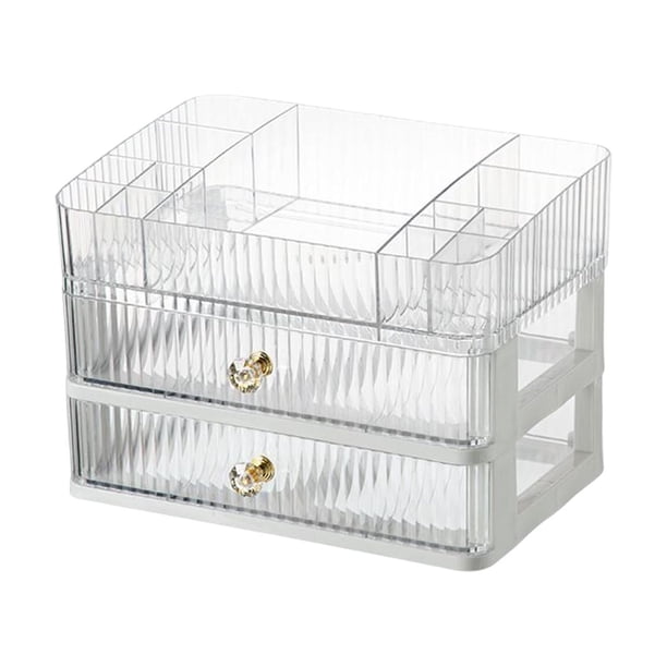 Caja de cosméticos Exhibición de cosméticos Vitrinas de cosméticos, Vitrina de cosméticos Caja de almacenamiento de cosméticos para escritorio de baño transparente de 3 niveles