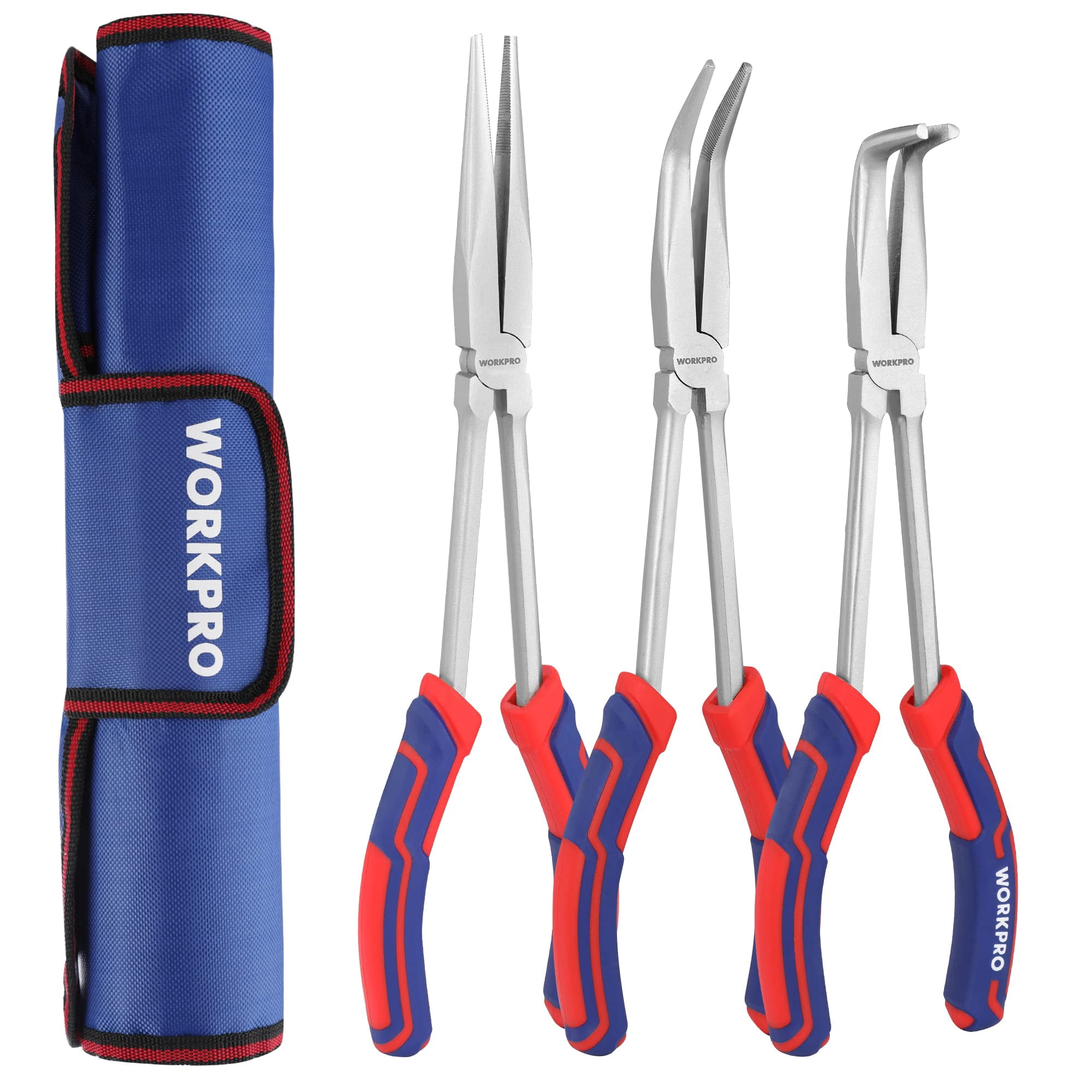 Juego De Alicates Workpro Long Reach De 3 Piezas Con Punta De Aguja De 28 Cm