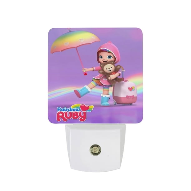 Rainbow Ruby / Arcoíris Rubí Luz nocturna LED con sensor de anochecer a amanecer para dormitorio, baño, pasillo, escaleras - Lámpara LED nocturna de enchufe, 0.5W - 1 pieza