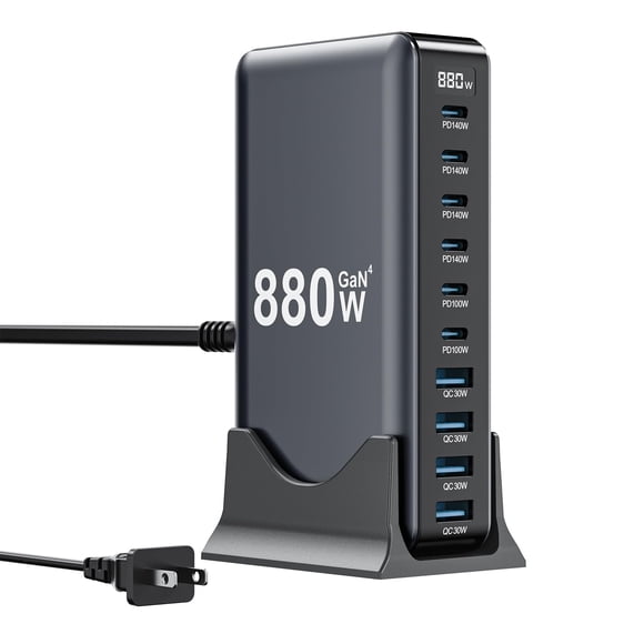 Cargador USB C SMSASOEO 880W 10 Puertos GaN IV Rápido