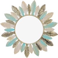 Espejo Plumas Circular De Metal Taller Sin Fronteras