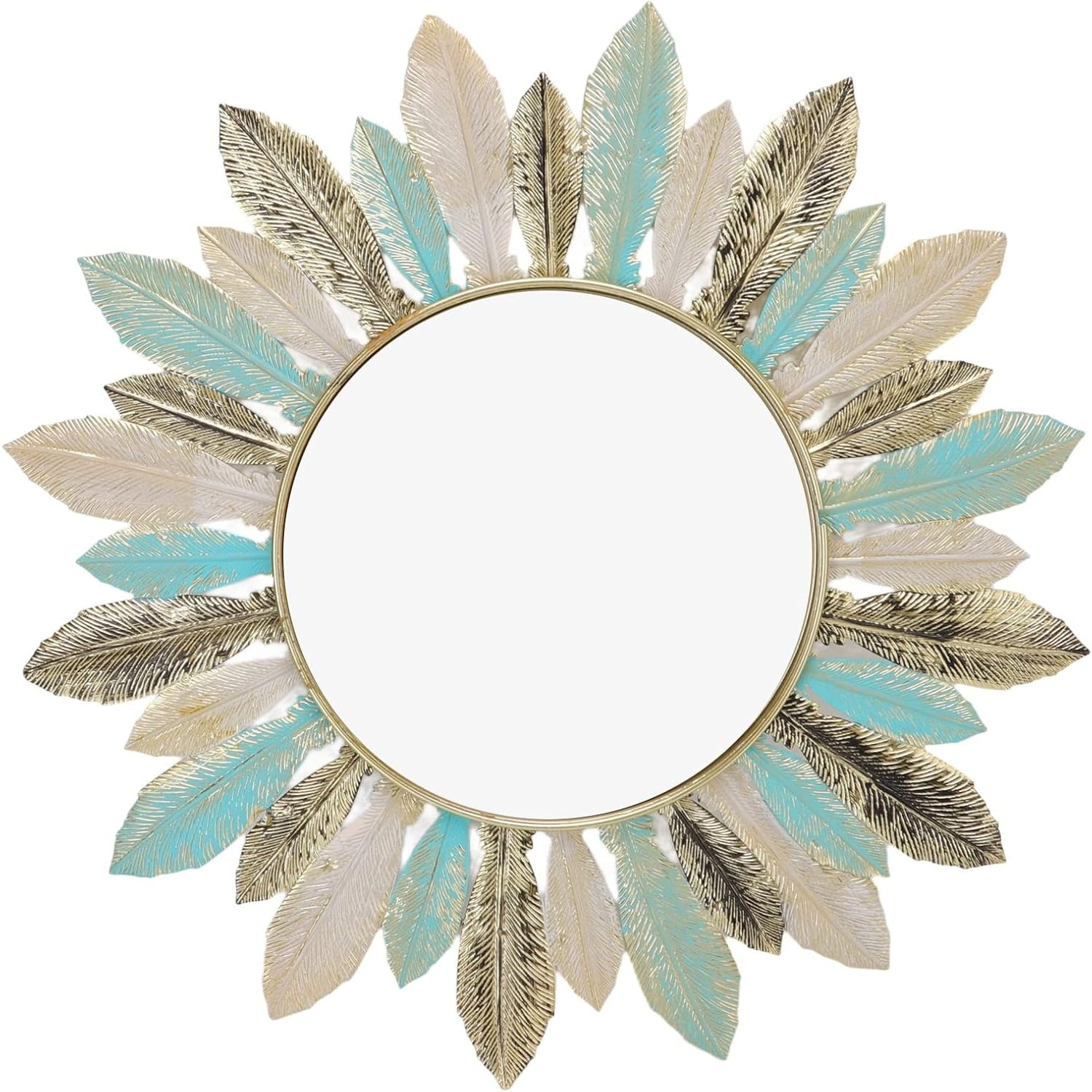 Espejo Plumas Circular De Metal Taller Sin Fronteras