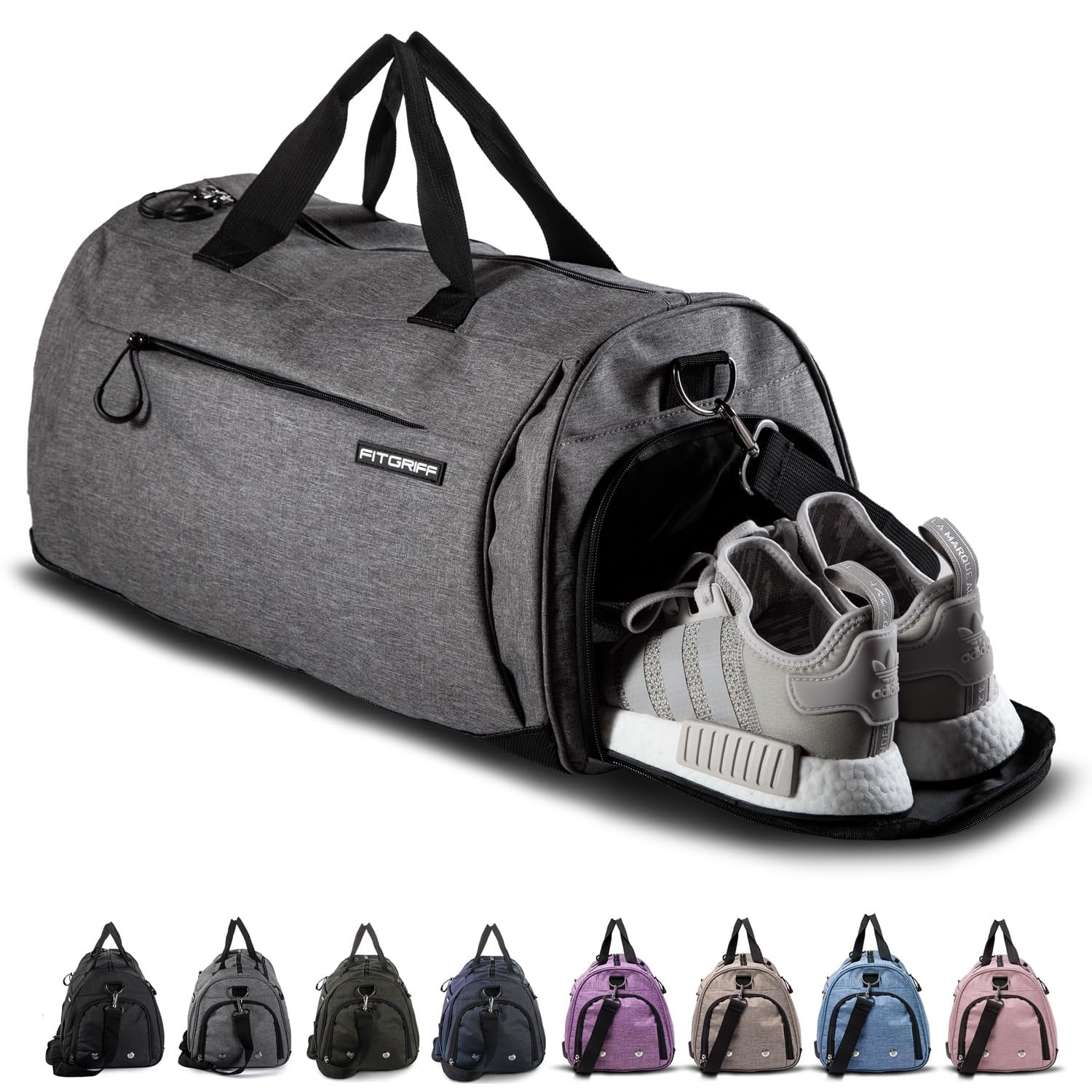 Bolsa De Gimnasio Fitgriff Con Compartimento Para Zapatos Y Artículos Húmedos, Unisex, Gris