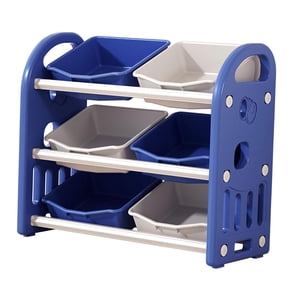 Magideal - Organizador De Almacenamiento De Juguetes Para Niños, Estante De Almacenamiento De Juguetes, Estantería De 3 Niveles, Estantería, Muebles Livianos Par Azul Oscuro