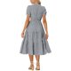 thumbnail image 3 of INSPIRE CHIC Vestido Midi de Cuadros para Mujer con Cuello en V, Manga Corta, Vestido de Verano con Volantes y Detalle de Botones Negro XL, 3 of 6