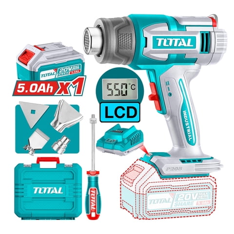 Pistola De Calor Inalambrica Digital 20V, Batería Y Cargador Total