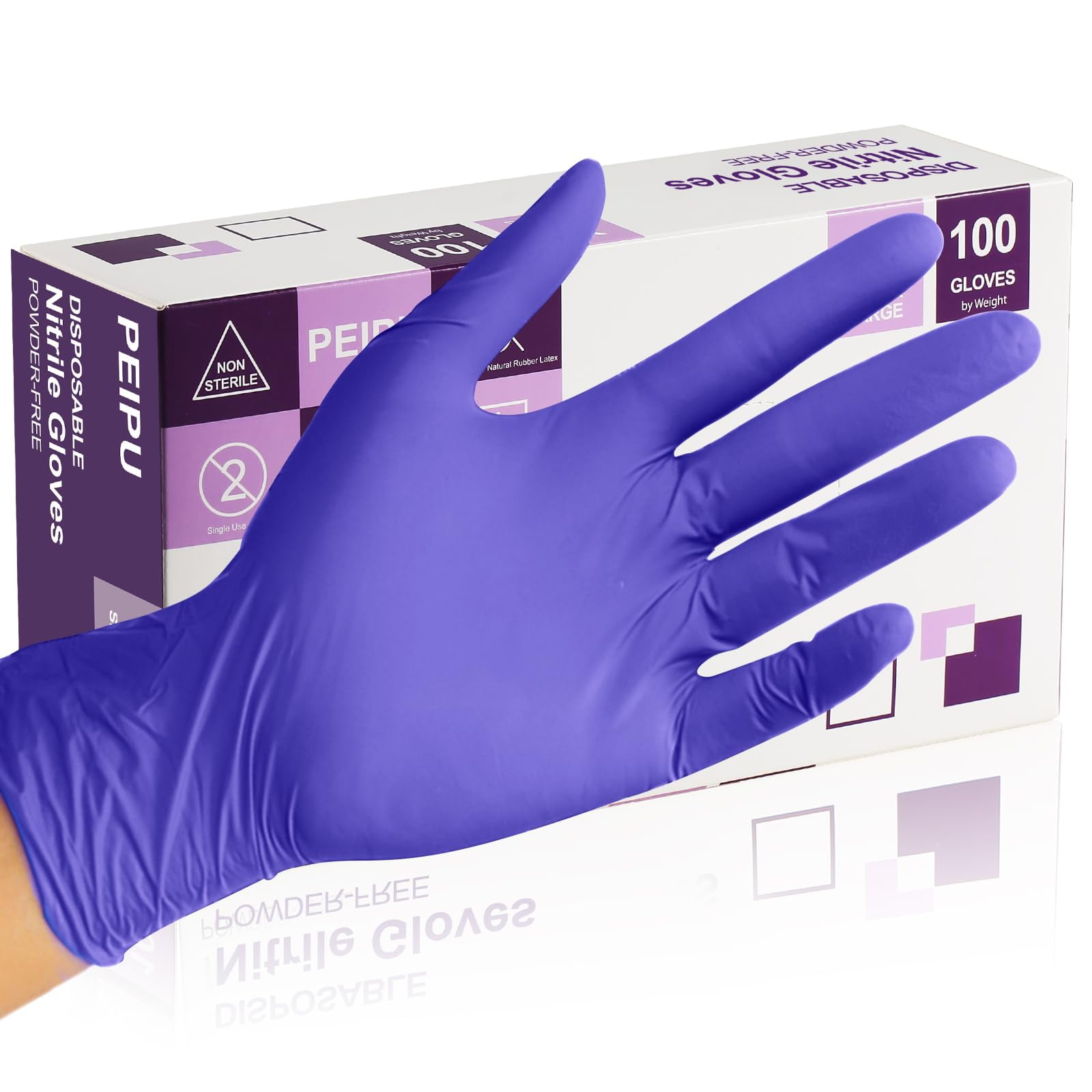 Guantes De Nitrilo De Limpieza Desechables Peipu (grandes, 100 Unidades)