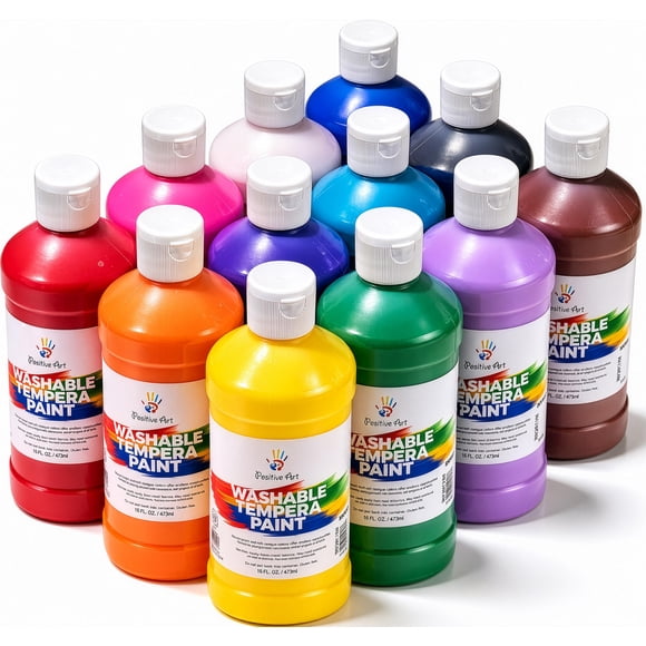 Set de Pinturas Positive Art Lavables 12 Colores Botellas de 473 mL para Niños