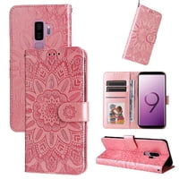 Funda Tipo Cartera Foxdock Para Samsung Galaxy S9 Plus , Diseño Girasol En Relieve, Cuero Pu, Cierre Magnético, Soporte Y Tarjetero