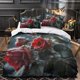 thumbnail image 1 of Green Leaf Rose Duvet Cover Bedding Set Pillowcase 3-Piece Bedding Set, 1 of 5
