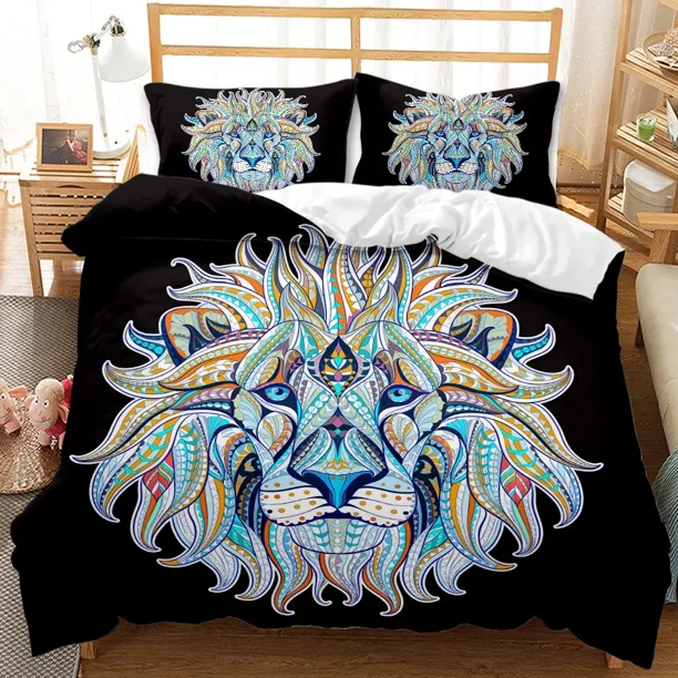 x1189 Bed Sheets/ Piece Bohemian Elephant Mandala Pattern Bedding Set Boho Duvet Cover Size Quitl Cover Polyester Comforter Cover 3-Piece Bedding Set (1 Duvet Cover + 2 Pillow Shams) nj1189
