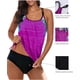 thumbnail image 5 of Tankini push-up con espalda en T, estampado a rayas y pantalones cortos para mujer, 5 of 7