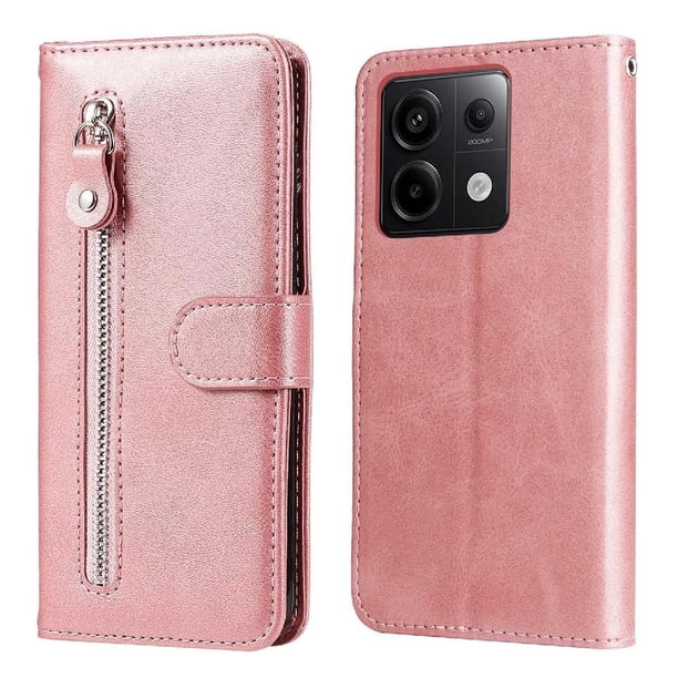 Funda con Cremallera para Xiaomi Redmi Note 13 Pro 5G, Carcasa Cartera de Cuero PU con Soporte y Tarjetero