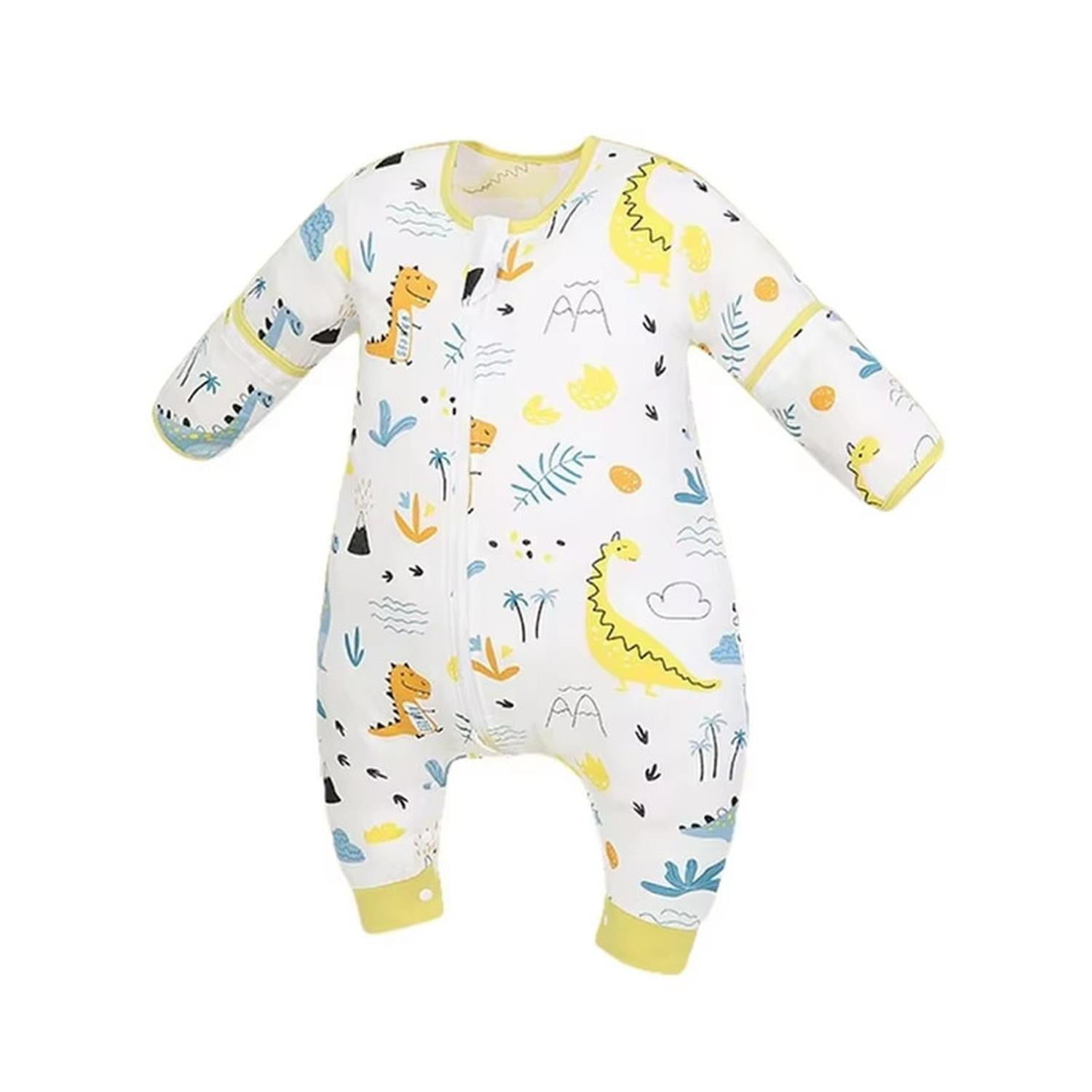 Kivara - Saquito Dormir Bebe Tog 1,0 Con Pie Algodon Liviano Saurios Amarillo M