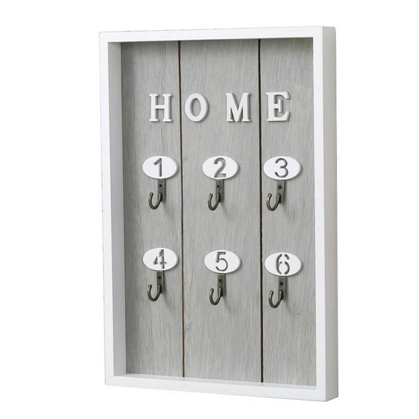 Porta Llave De Madera Cuadro Colgador Decorativo Para Llaves gris
