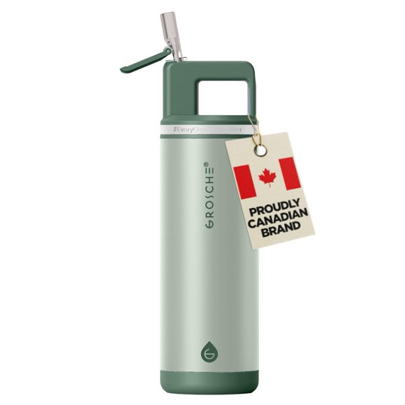 Botella de agua GROSCHE 568 ml aislada con sorbete, verde