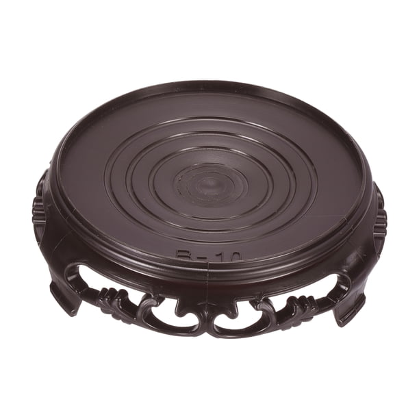 Soporte de exhibición para macetas Uxcell, base redonda de bonsái estilo madera de imitación de 4.5" de diámetro, decoración del hogar, negro