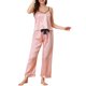 thumbnail image 1 of INSPIRE CHIC Conjuntos de pijama de satén para mujer de regreso a clases, top de cami, pantalones palazzo con antifaz para dormir, 3 piezas de ropa de dormir sedosa, L Rosa, 1 of 6