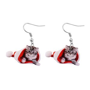 Ioensy - Lindos Aretes Con Temática De Gato Navideño Para Fiestas De Graduación, Fiestas Temáticas De Temporada Navideña