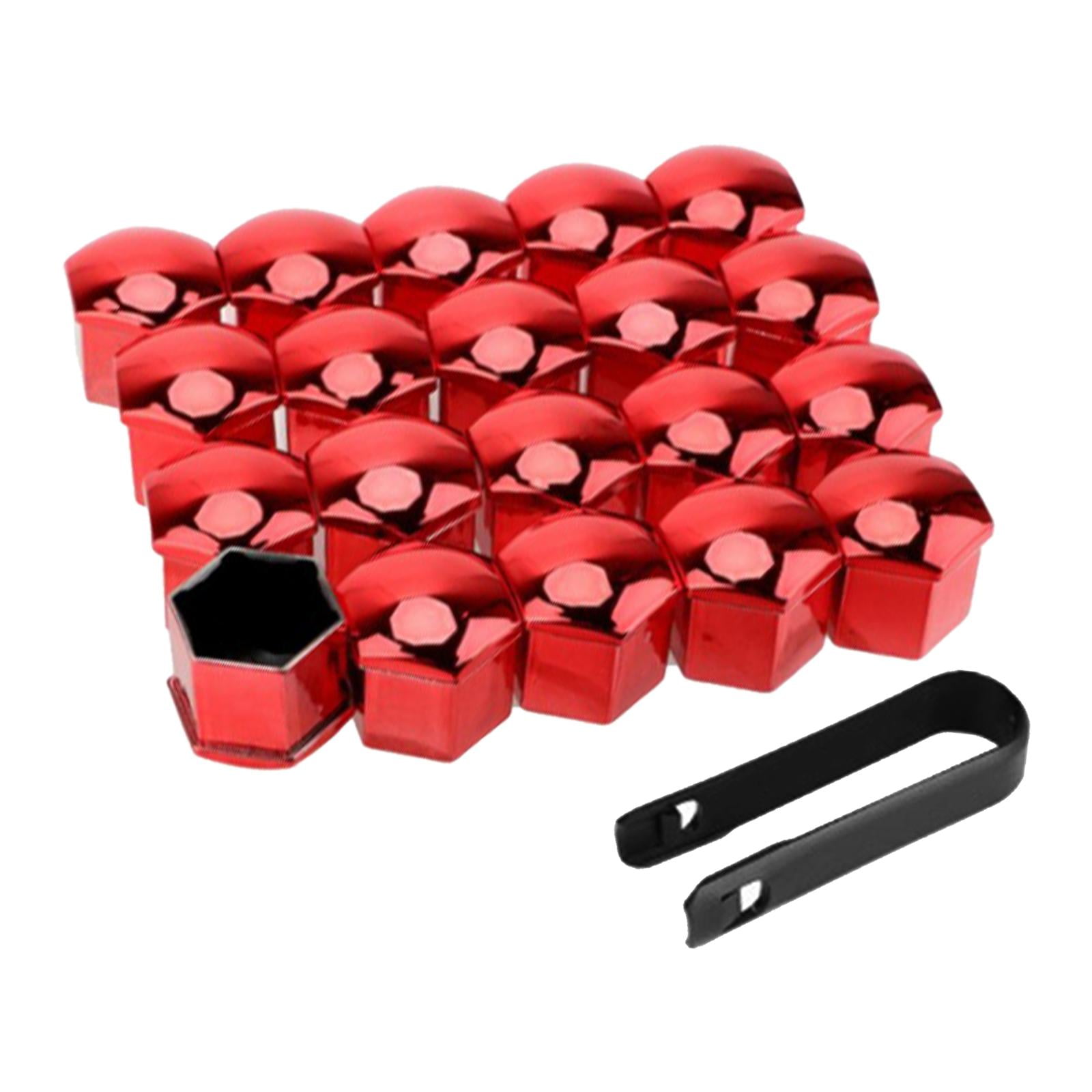 Ioensy - 20 Piezas Tapas De Tuercas De Rueda De Coche Cubiertas Antioxidantes Tapas De Llanta De Rueda Tapas De Tuerca De Rueda Rojo 21mm