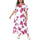 thumbnail image 4 of Agnes Orinda Talla Grande para Mujer Camisón Escolar Universitario Floral Cuello Redondo Manga Corta Dobladillo con Volantes Vestido de Dormir Ropa de Dormir Camisones 2X Blanco Rosa, 4 of 5