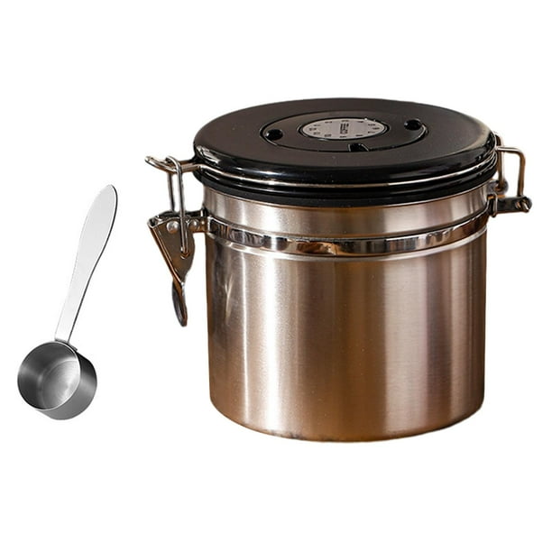 Contenedor de Café, Herramienta de Tanque de Almacenamiento Sellado de Granos de Café para El Hogar, Botes de Azúcar de Té, Tanque de Almacenamiento H plata 1.2L