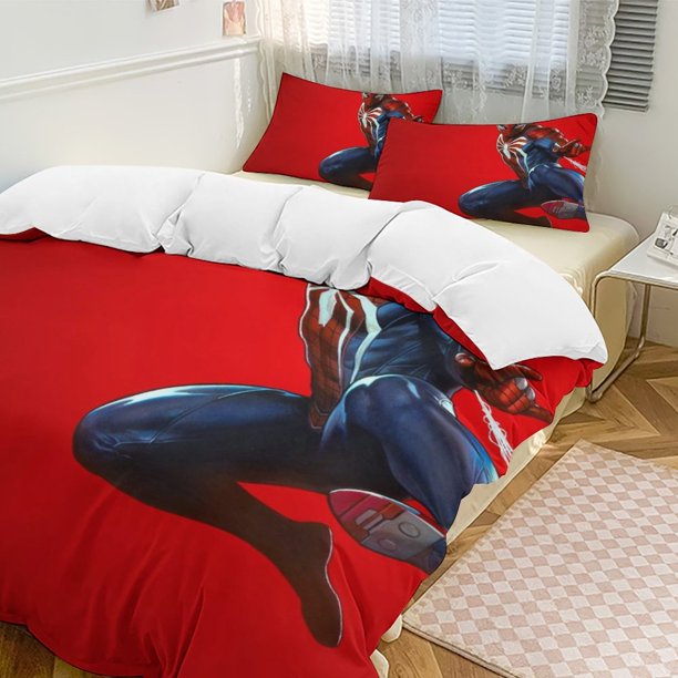 Spider-Man 3-Piece Twin Bed Set - Includes 1 Single Quilt And 2 Pillow Cases Bedding - Fade Resistant Microfiber - Spider