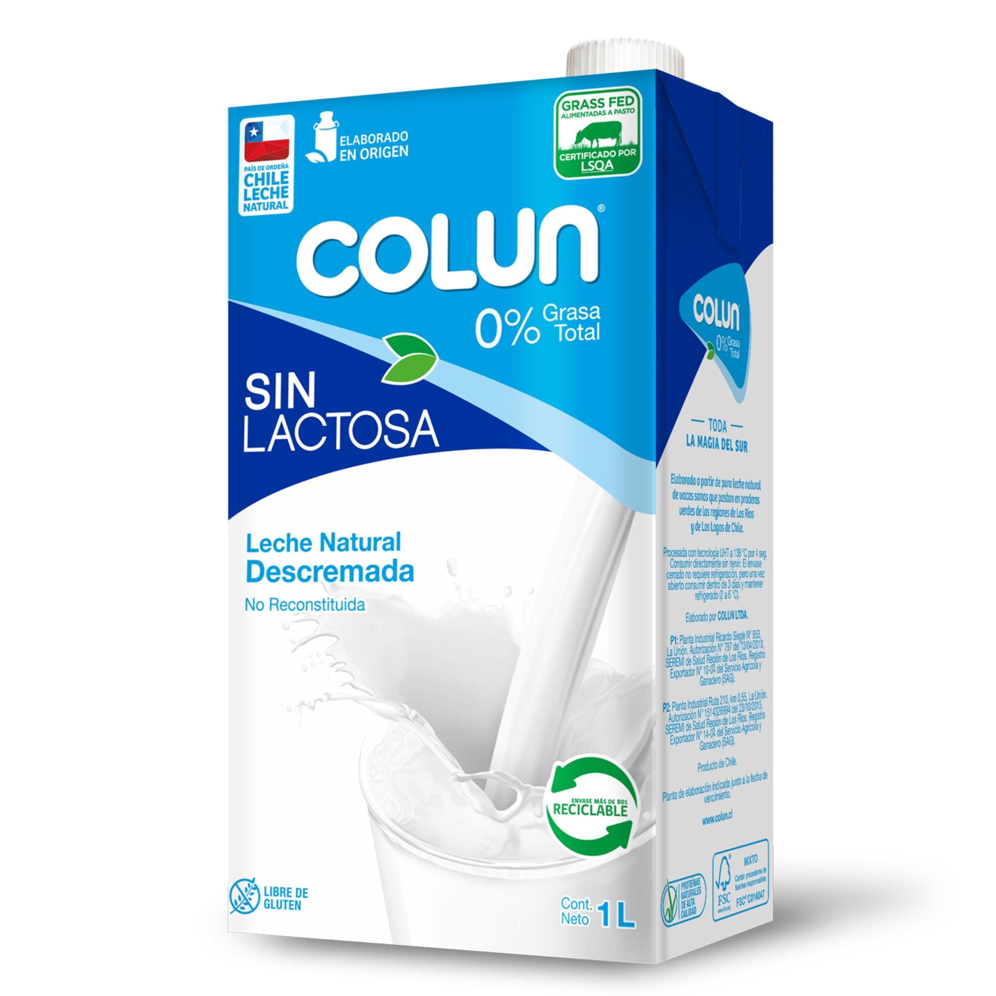 Leche Descremada Sin Lactosa Caja 1 L Colun