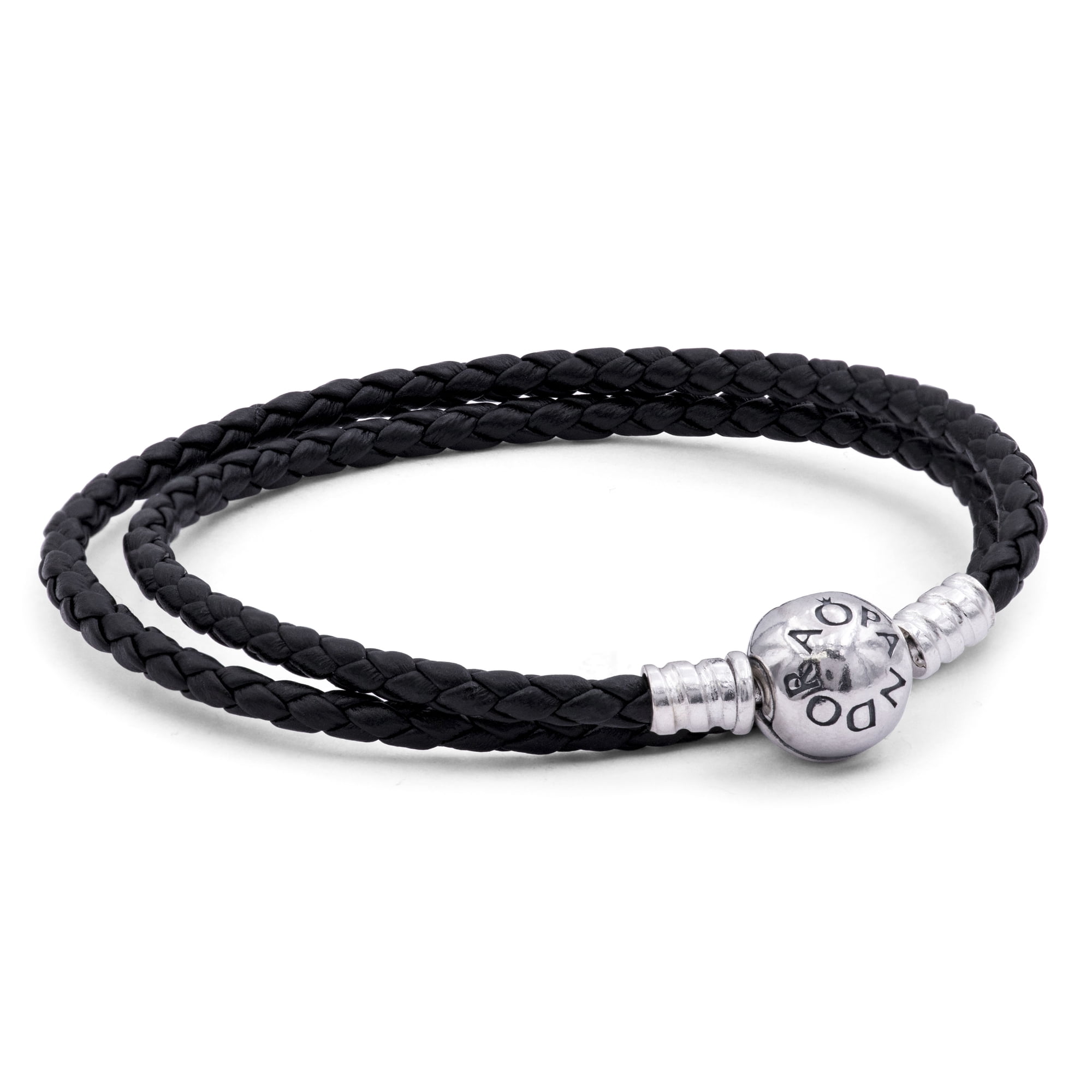 Pulsera Pandora Cuero Doble Negra 41 Cm