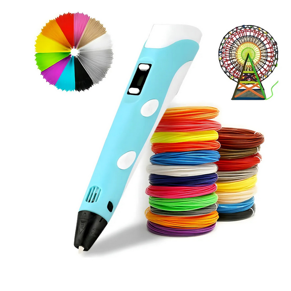 Bolígrafo 3d Lápiz Tipo Impresora + Filamentos Creatividad celeste