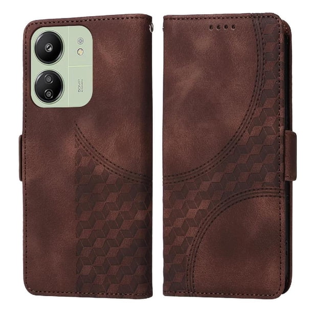 Carcasa FOXDOCK Xiaomi Redmi 13C 4G de cuero PU, diseño acolchado clásico, protección contra caídas y rayones