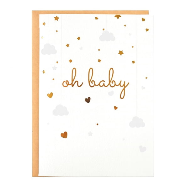 Tarjeta de felicitación CHRIZ.Z Oh Baby! Baby Shower con sobre de papel kraft
