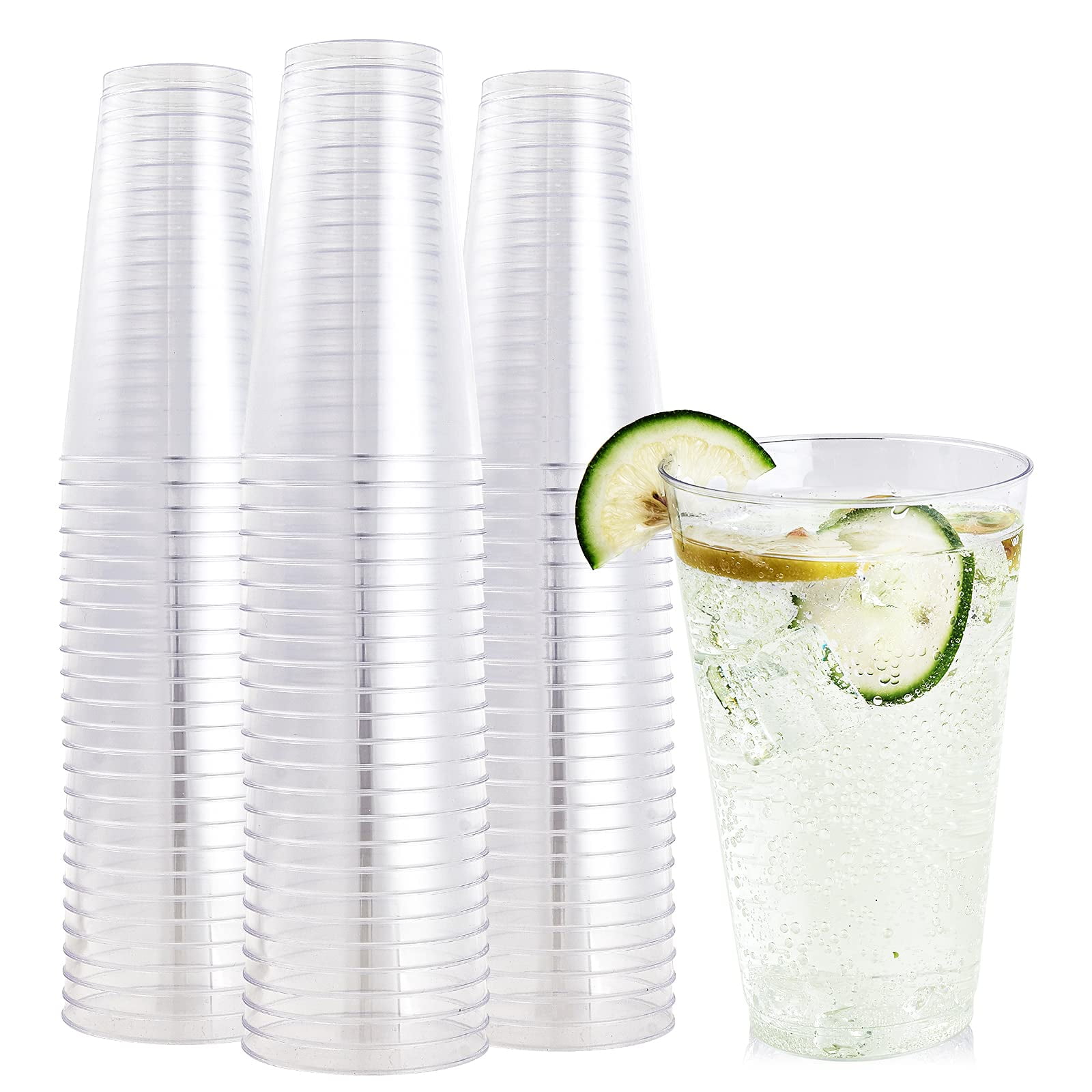Vasos De Plástico Focusline, 16 Oz, Transparentes, Paquete De 100 Unidades, Para Fiestas, Bodas