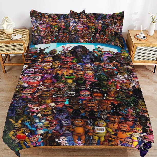Five-Nights-At-Freddy's Five-Nights-At-Freddy's Bedding Set Sheet Set for Kids Adults,All Season Lightweight