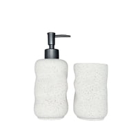 Oem - Set De Baño 2 Piezas Ceramica Jabon Porta Cepillo Bn
