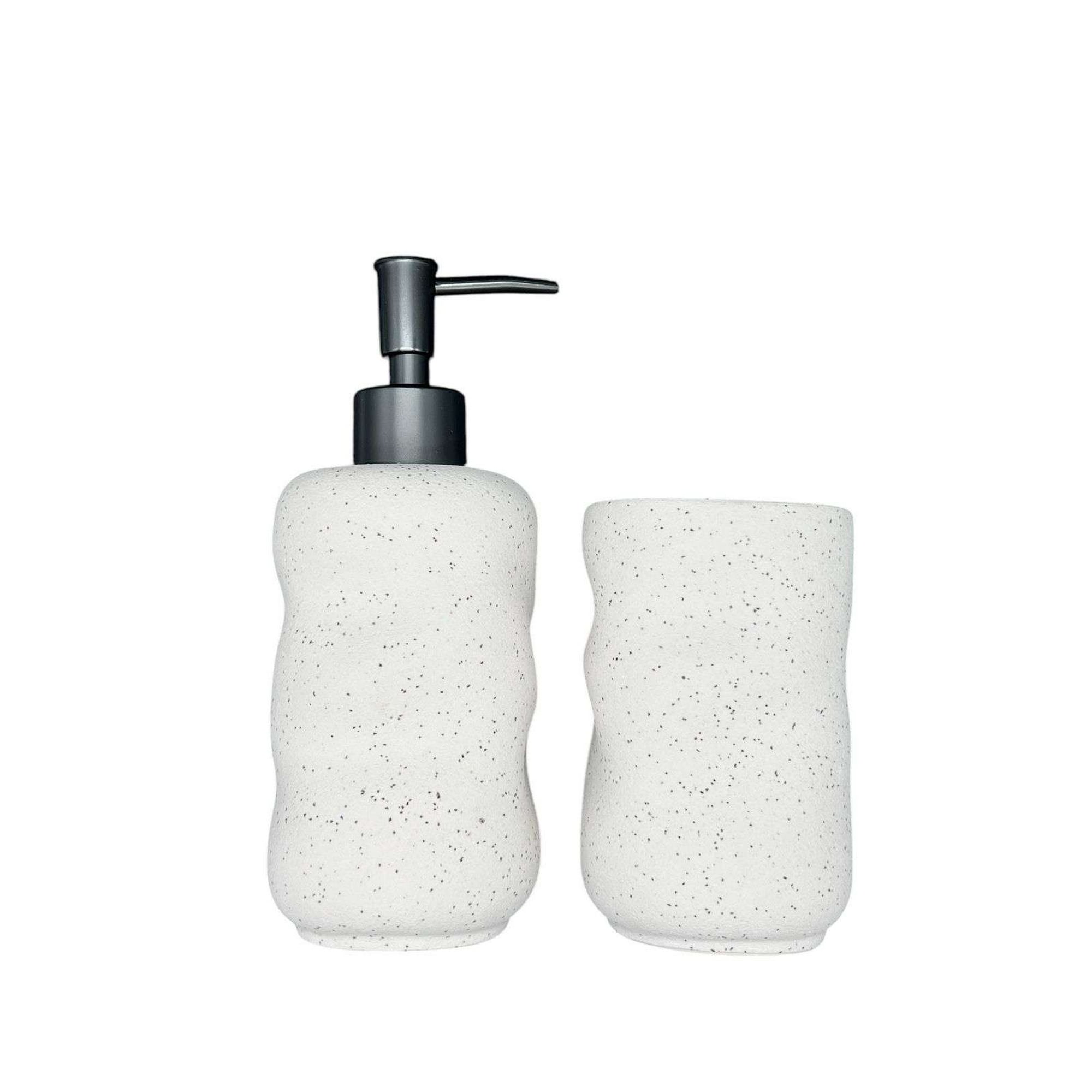 Oem - Set De Baño 2 Piezas Ceramica Jabon Porta Cepillo Bn