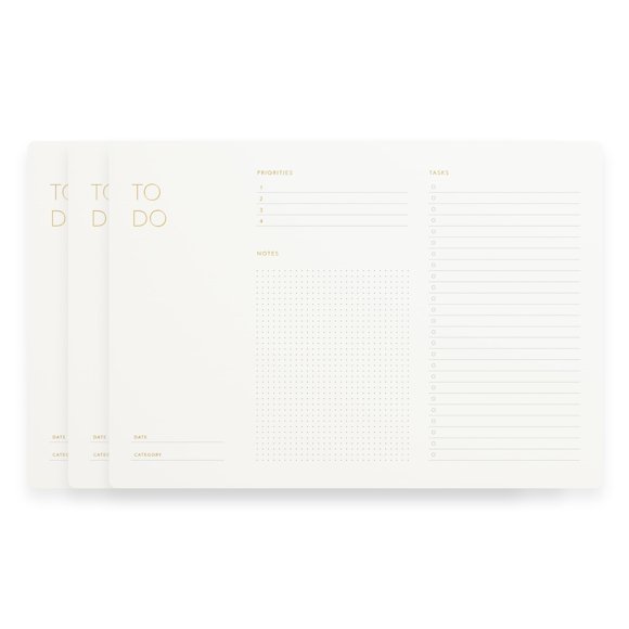 Bloc de notas Pinesman lista de tareas 3 unidades 28 x 20 cm con foil dorado