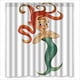 thumbnail image 1 of Cortina de ducha vintage de sirena con ganchos, tamaño 66 x 72 pulgadas, 1 of 3
