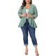 thumbnail image 2 of Agnes Orinda Cárdigans de Talla Grande para Mujeres para la Escuela y el Día de San Patricio con Volantes, Frente Abierto, Manga 3/4, Tejido de Punto con Ojal, Cubierta Casual 1X Verde, 2 of 6