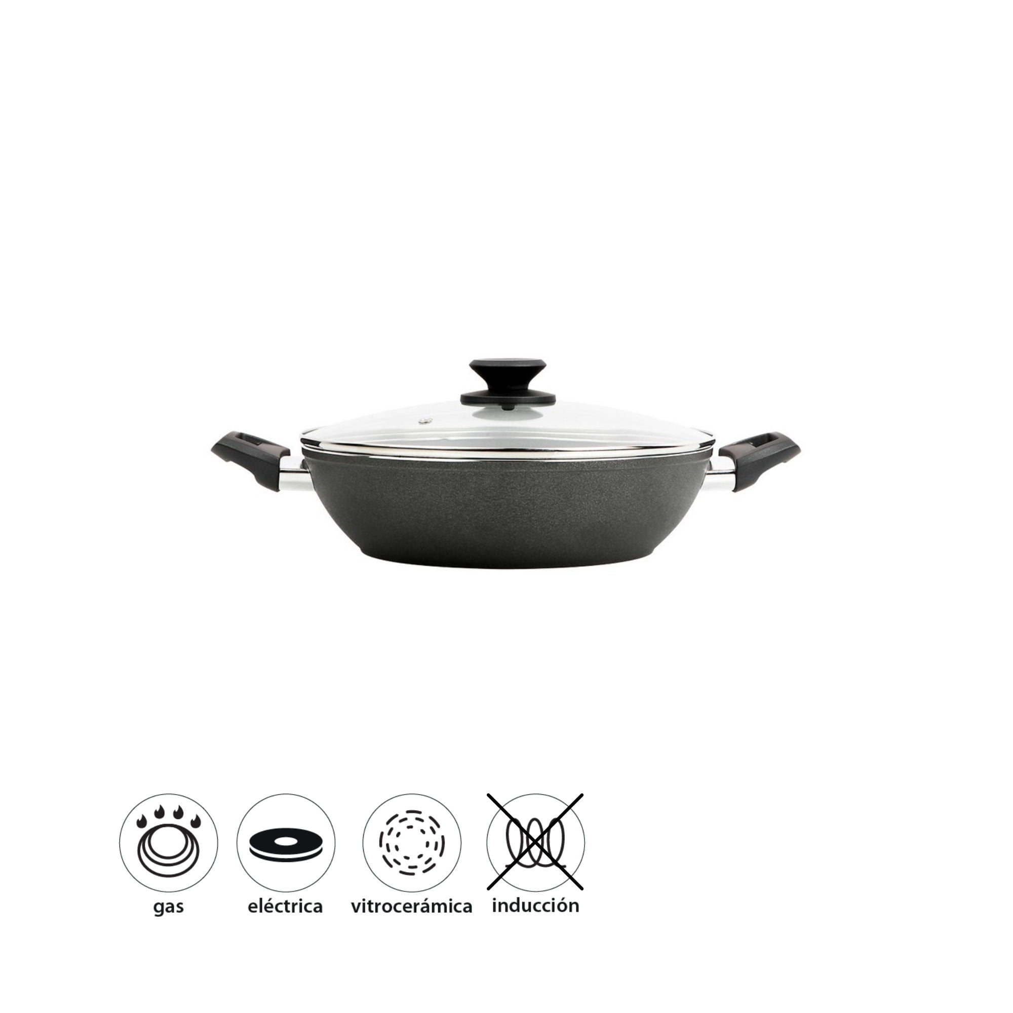 Mainstays - Olla Arrocera Aluminio Forjado Antiadherente 28 Cm 2 Piezas