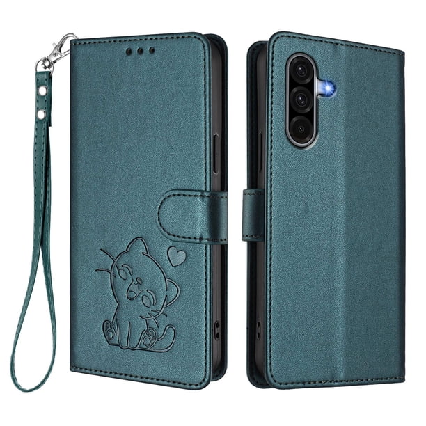 Samsung Galaxy A17 Funda Billetera con Ranuras para Tarjetas, Verde Oscuro