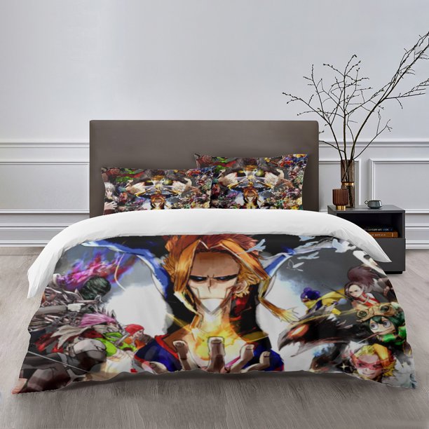 My Hero Academia Bedding Sets Bed Cartoon Duvet Cover Lightweight 3 Piece Bet Sets for Kids Boys Girls