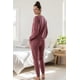 thumbnail image 5 of Pijama Franela Mujer Estampado Flor de Loto Burdeo terracota XL, 5 of 8