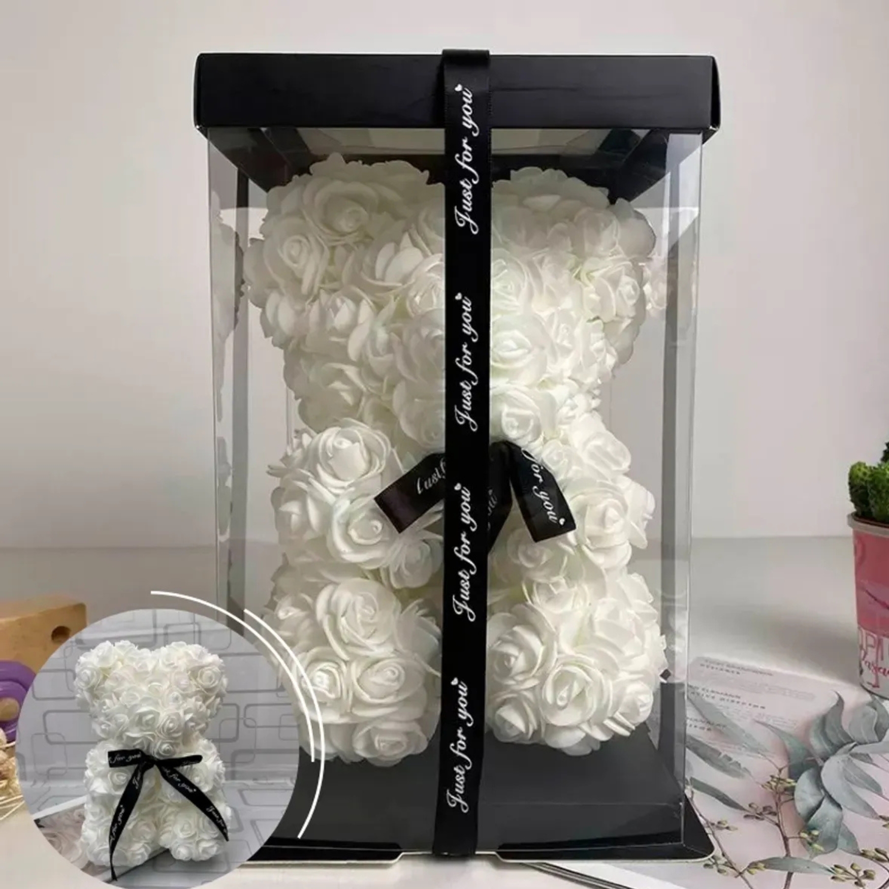 Movi - Oso Pétalos De Rosas San Valentín Blanco