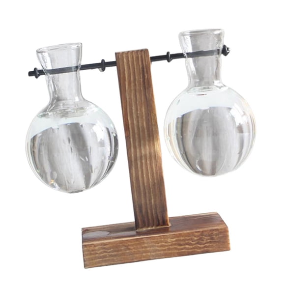 Tubo De Ensayo Florero Soporte De Madera Para Planta Hidropónica Soporte Con 2 Florero (B)